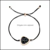 Charm armband smycken mode 6Kolors harts Druzy Armband Triangle Irregar Imitate Natural Stone Justera DString Drus Dhnkq