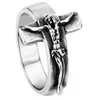 10Pcs Jesus Cross Ring For Men's Index Finger Band Ring Creative Retro Religious Jewelry