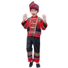 Traje de Palco Crianças Chinês Antigo Hmong Miao Traje Meninos Estampados Folclórico Vestido Hanfu Conjunto de Roupas Festival Tradicional Performance WearStage