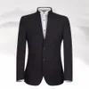 Os ternos dos homens Preto Zhongshan Collar Suits Classic Blazers Marca Design Negócios Personalizado Formal Tops and Calças Tamanhos Cores