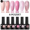 NXY Żel do paznokci 6 sztuk Polski Zestaw do Manicure Nails Art Design Pink Glitter Kolor Lakier Soak Off Semi Stały UV Lak Zestaw 0328