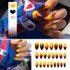 Valse nagels 24 -stcs 4 brandpatronen Ontwerp Hand Decoratief nep met lijm Volledige omslag Afneembare nail art apparatuur B88 PRUD22