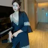 Dames slaapkleding Suarsdress Tweedelige ijs Silk Silk Huiskleding Groothandel Sexy Pyjama Lingerie Set met gewaad
