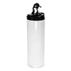 US Warehouse 20oz Sublimatie Blank Sippy Tumbler RVS Rechte Waterfles Met 2 in 1 Deksel DIY Draagbare Outdoor Koffiemokken B6