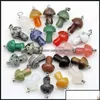 Charms sieraden bevindingen Componenten Mix Natural Stone Quartz Crystal Amethist Agates Aventurine Mushroom Pendant voor DIY Make Drop Delive