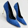 2022 Spring Fashion Womens High Stiletto Heel Pump Shoes Ladies Designer Luxury Pointed Toe Slip On Sexy Business Dress Shoes