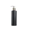 Bouteille vide brillant noir plat épaule en plastique or argent collier presse pompe à lotion emballage cosmétique portable bouteilles de shampoing rechargeables 120 ml 200 ml 250 ml