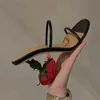 Sandali di lusso Sexy Rose Flower Heels Nicchia da donna Pantofole alte a spillo Ladies Wedding Party Prom Shoes S3340Sandals