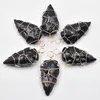 Pendentif Colliers Mode Pierres Obsidiennes Noires Flèche Point De Guérison Pierre Naturelle Pilier Pendentifs Pour Collier De Charme Accessoires 6pcs