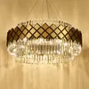 Lâmpadas pendentes iluminação de lustres retângulo de ouro de cristal moderno para lustres redondos da sala de jantar lustres vivos luminárias