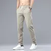 Jantour Brand Summer Thin Men's Casual Pants Solid Color Slim Elastic Waist Cotton Classic Jogging Trousers Male 28-38