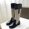 Nouvelle mode couleur correspondant tête ronde femmes longues bottes femme décontracté sauvage en cuir antidérapant femmes bottes Cowboy shoe10 2502