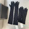 Guanti con alfabeti in tulle nero, lettere, guanti in pizzo ricamato per donne, guanti da festa sottili alla moda