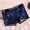 Men Sexy Bird Mid Waist Fish Flower English bet Print U Convex Underwear Shorts Men's Boxer Briefs Printed Panties G220419