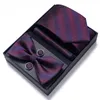 Bow Ties Factory Sale Brand Wedding Present Tie Pocket Squares Cufflink Set Necktie Box Men Red St. Valentine's Day Fit BusinessBow