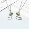 Trendy Emaille versilbert Regenbogen beste Freunde Freundschaft Halskette Freund Kinder Schmuck Geschenk Großhandelspreis