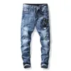 2022men's Jeans Fashion Slim Fit Washed Motocycle Denim Pantsパネルヒップホップパンツサイズ28-38