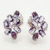 Dangle Lustre Fine Mélange Violet Naturel Zircon Creux 585 Or Rose Boucles D'oreilles Femmes Élégant Belle Fleur Romantique Mariage Mode Juif