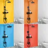 Matte Black Wall Mounted Rainfall Shower Faucet With Storage Shelf Bathroom Bathtub Shower Faucets Mixer Tap Combo Set