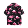 Lose Flamingo Shirt For Men Summer Leisure Vacation Pressure Short Sleeves Size Shirt Couple Casual Tops Hawaiian Shirt