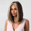 Easihair Synthetic Wig Middle Part Fringe Short Straight Bob Brown dyed wor women cosplay耐熱性髪220622