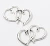 100 stks legering dubbele hart bedels antieke zilveren bedels hanger voor ketting sieraden maken bevindingen 30x18mm