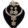 Dubai Elegant Bridal Wedding Jewelry Flower Necklace Bracelet Earrings Ring African Fashion Jewelry Sets Women Gift