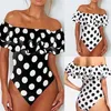 1pc Bademode Frauen 2020 Plus Größe 4XL Sommer Dot Print Badeanzüge Sexy Badeanzug Off Schulter Rüschen Bademode T200708