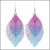 Dangle Chandelier Earrings Jewelry Isang Fashion Long Hoop Unique Gradient Color Natural Real Leaf Big For Women Fine Gift Pendientes Drop