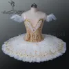 Costume de scène Tutu de Ballet professionnel pour femmes BT8971A, jupe Tutu de crêpe blanche et dorée pour adulte, ballerine