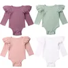 4Color Born Baby Girl Roupos Tops de manga comprida Ruffles sólidos Romper Sunsit Roup