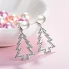 Stud Classic Design Christmas Tree Pearl Earring Fashion 925 Sterling Silver Earrings for Women Party Elegant Jewelstud Moni22