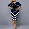 Sukienki plus size geometryczna Symetria Kobieta Suknia wieczorowa na letnią imprezę 5xl Casual Elegancka Spring Showflie Sleeve Midi Dressplus