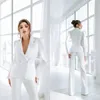 2つのピースレディースブレザースーツ2022エレガントな花嫁介添人ドレスソリッドホワイトダブル胸の女性衣装ファッションジャケットパンツ