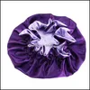 Bonnets de douche Accessoires de salle de bain Bain Maison Jardin RTS Soie Bonnet de Nuit Chapeau Double Face Porter Femmes Tête ER Sommeil Satin Bonnet pour Beautif Hai