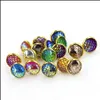 Stud Earrings Jewelry Fashion Drusy Druzy Gold Plated 12Mm Round Resin Mermaid Fish/Dragon Scale For Women Lady Drop Delivery 2021 Aneeu