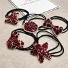 Bohemian Red Crystal Hair Accessories Elastic Hair Bands Solid Color Red Rhinestone Bear Star Hair Ties Ropes pannband grossist AA220323