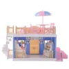Bebek diy bebek ev aksesuarları pembe mavi prenses villa el yapımı inşaat minyatür mobilya çocuklar için hediye