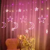 ストリングスタームーンフェアリーカーテンストリングライトクリスマスガーランド屋外屋外庭園窓飾り付けられたLED LED