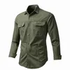 UAICESTAR Brand 100% Cotton Slim Men Shirts Spring Single Breasted Cargo Autumn Fashion Casual 's 220323