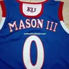 Ucuz Frank Mason III Jersey 0 Ku 's Kansas Jayhawks Forma Erkekler Retro Dikişli En Kaliteli Basketbol Formaları Vest Gömlek