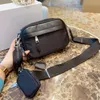 5A Black Re-Nylon Camera Messenger Bags Crossbody Designers Small Shoulder Phone Bag 2-pic Flaps with Change Bag Triangle Purses C240H