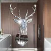 3D Deer Head Mirror Ticker Murowe DIY wiele rozmiarów Naklejki akrylowe Mural Sypialnia Sypialnia Dekoracja domu 220607