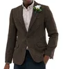 Męskie Tweed Herringbone Jacket Blazer Formalne Lapel Notch Wool Tuxedos Blazer Slim Fit Winter Coat Wedding Groomsmen (tylko Blazer) 220409