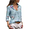 Women's Blouses & Shirts Blusa Women Print Blouse Tops Office Lady Work Chiffon Button 2022 Summer Short Sleeve Yellow Red Female FemmeWomen