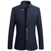 Costumes pour hommes Blazers hommes décontracté arrivée mâle automne printemps robe costume mode haute qualité Style chinois col montant manteau marque