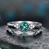 Anneaux de mariage incrusté émeraude Zircon bague Moissan diamant fiançailles or blanc mariée romantique bijoux cadeau mariage Edwi22