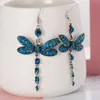 Dangle & Chandelier Creative Dragonfly Earring Retro Exaggerated Color Zircon For Women 2022 Drop Earings Fashion JewelryDangle Kirs22