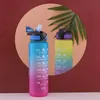 Garrafa de água gradiente de palha portátil copos de água garrafas de esportes motivacionais com fabricante de tempo copo à prova de vazamento para esportes ao ar livre fitness ys0021 (oceano)