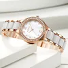 Nouvelles dames en céramique Regarder le quartz montre des cadeaux d'anniversaire de bracelet en diamant imperméables pour les filles